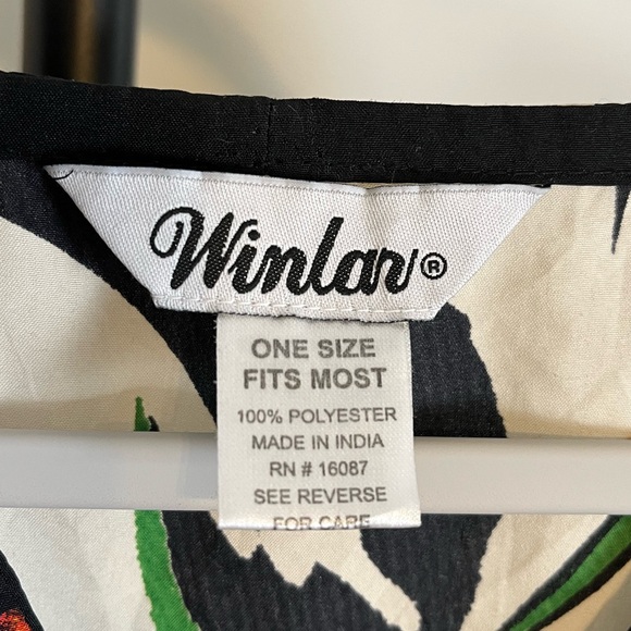 VGUC Winlar Embroidered V-Neck Kaftan Dress in Black Abstract Tribal Print OSFM - Picture 3 of 5